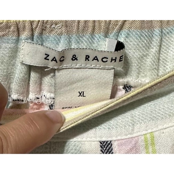 Zac & Rachel Multicolor Pastel Stripe Drawstring Cropped Pants size XL - Picture 2 of 3